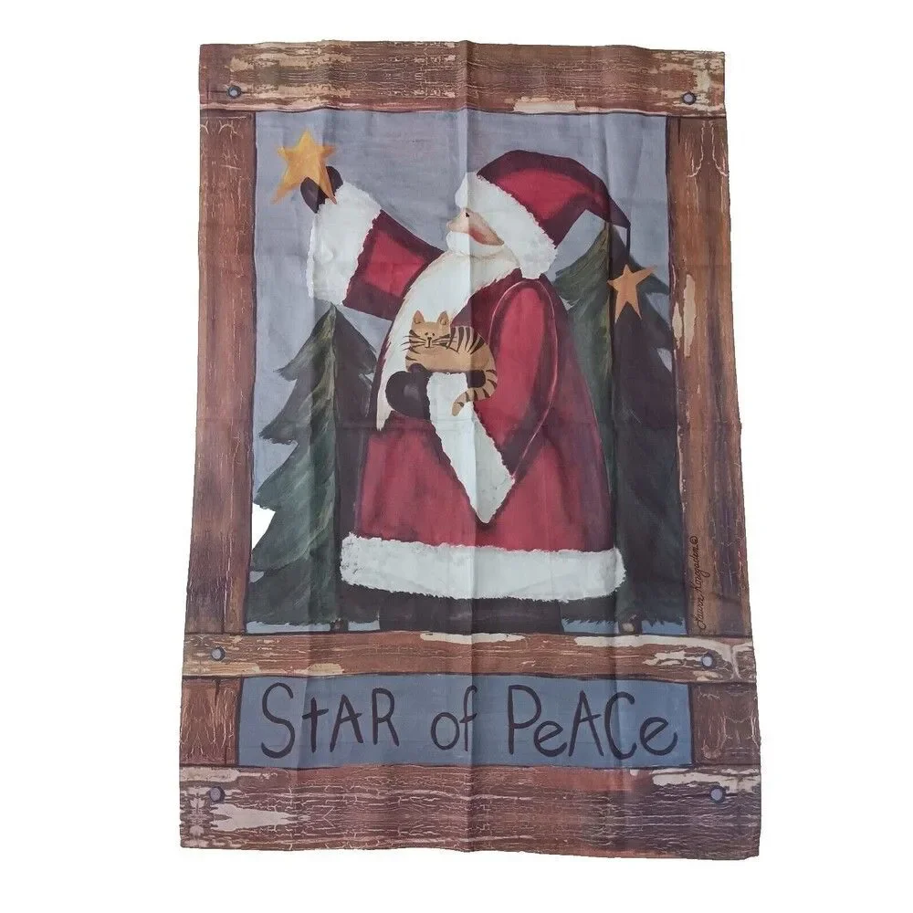Laura Korsgaden Flag Star Of Peace Santa Holidays Christmas Festive Yard Art